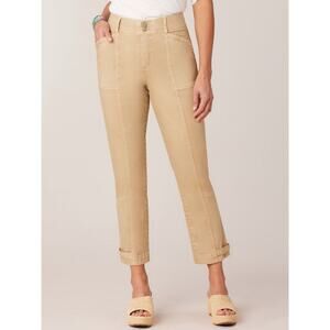 Democracy “Ab” solution High Rise Taper Utility Pants With Snap Hem Vtg Walnut